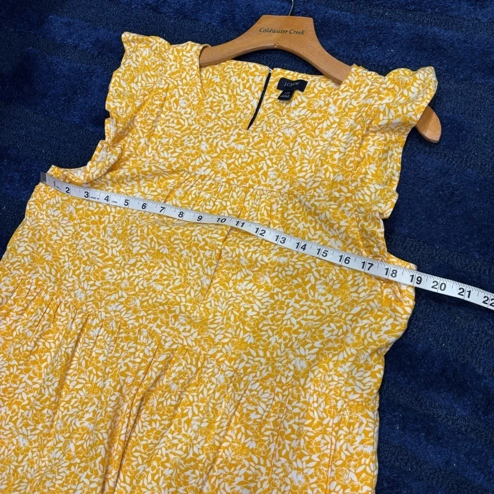 J. Crew Factory Linen Blend Printed Tiered Dress  Yellow Floral size 10